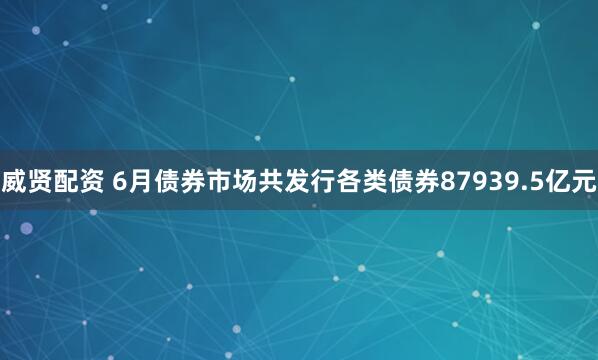 威贤配资 6月债券市场共发行各类债券87939.5亿元